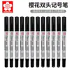 Japón Sakura Sakura Marcador Pequeño Doble Punta Aceitoso Impermeable Pluma de Gancho Xyk Pluma para Disco Compacto Firma de Oficina