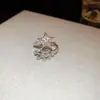 Anel de Flor Borboleta de Zircônia Exquisito Estilo Medieval, Anel de Design de Nicho de Alta Qualidade, Joia Versátil de Luxo Leve para Mulheres