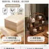 Suporte de Mesa em Madeira Maciça Estilo Chinês para Xícaras de Chá Conjunto de Chá Prateleira de Armazenamento para Chá Armazenamento de Bule Pequeno Exibição de Bule de Argila Roxa