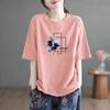 Camisa de Manga Corta de Algodón Puro Estilo Coreano para Mujer Verano 2026 Nuevo Estilo Caliente Moda Suelta Adelgazante Versátil Top de Longitud Media Tendencia