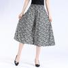 Calças Cropped Finas para Mulheres de Meia-Idade e Idosas, Calças de Cintura Alta Elástica Wide-Leg 2025, Calça Saia Floral, Casual e Versátil