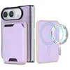Adecuado para iPhone Duo: Funda de teléfono magnética 2 en 1 con ranuras para tarjetas, carga inalámbrica MagSafe y cubierta protectora de cuero