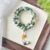 Fornecimento de Transmissão ao Vivo de Pulseiras Bodhi Florais Verdes para Homens e Mulheres, Contas Budistas de Círculo Duplo, Nova Joia de Pulseira Estilo Chinês Atacado