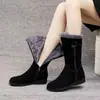 Botas de Algodón Cálidas de Invierno 2026 Estilo Nuevo con Forro de Felpa, de Media Caña, Antideslizantes, Suela Plana, Ins, de Caña Alta, de Felpa para Nieve para Mujer