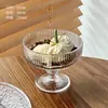 Vaso de helado de base alta con patrón vertical vintage, vaso de postre, vaso de yogur, vaso de helado, vaso de agua fría, vaso de jugo