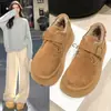 Zapatos Birkenstock de suela gruesa con forro polar Zapatos Birkenstock para mujer 2026 nuevo estilo invierno marrón cálidos sin cordones botas de nieve zapatos de algodón
