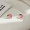 Pendientes de Corazón de Melocotón Estilo Coreano para Mujer, Diseño de Nicho, Pendientes de Alta Gama, Nuevos Pendientes de Perla 2025