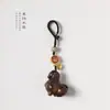 Llavero de Madera de Caqui Negro Tangma, Colgante de Sándalo Verde, Adornos de Palo de Rosa, Accesorios con Carácter de Fortuna Chapados en Oro, Estilo Pareja