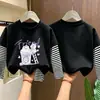 Camiseta para niña para primavera y otoño, manga larga combinada, nueva y elegante camiseta de otoño para niños 2026, camiseta básica de algodón puro para bebés