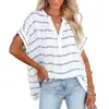 Camisa holgada de manga corta con cuello en V fino para mujer, de comercio exterior europeo y americano, Amazon, verano 2022