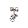 Plata S999 Retro Ping An Bambú Cobre Colgante Barril Cuentas Pulsera Trenzada Pulsera Collar Hecho a Mano DIY Accesorios