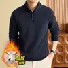 Moletom Masculino Quente com Mistura de Lã Sherpa 2026 Outono/Inverno Nova Chegada Veludo Extra Gola Alta Meio Zíper Manga Longa Moletom Masculino