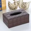 Caja de Papel Estilo Europeo Mesa de Café para el Hogar Control Remoto Teléfono Móvil Coche Caja de Pañuelos de Cuero Caja de Papel para Hotel Logo Personalizado