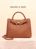 Bolso de mano Andima tejido a mano nuevo, bolso de mano de piel de ante, bolso de hombro y cruzado con hebilla metálica de moda vintage