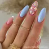 24 peças de armadura de unha para adultos, novo estilo transfronteiriço, fresco, doce, padrão de flor, unha removível, arte de unha