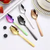 Cuchara de ensalada de acero inoxidable creativa Tenedor integrado de doble propósito mango largo Cuchara para fideos instantáneos Cuchara sopera engrosada Cuchara para mezclar comida occidental cuchara cuchara