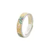 Anillo de Plata de Ley 9999 para Mujer, Esmalte Dorado, Patrón de Hierba Tang, Flor Tesoro, Anillo de Dedo de Plata, Estilo Chino, Regalo de Cumpleaños para Novia