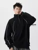 Moletom oversized com zíper parcial tendência estilo americano para homens e mulheres, primavera e outono, top esportivo patchwork versátil de caimento solto com gola esportiva