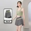 Fornecimento Direto Transfronteiriço Combinação de Cores Primavera Feminino Corrida Fitness Transparente Secagem Rápida Bolso Lateral Anti-Exposição Falso Duas Peças Yoga Shorts Esportivos