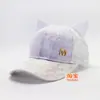 Gorra de Malla Transpirable Coreana Primavera Verano Protección Solar Linda Gorra de Béisbol con Orejas de Gato de Lentejuelas para Mujer Versátil Gorra Plana de Estudiante