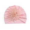 Chapéu Pulôver de Algodão Amassado com Flores para Crianças Chapéu de Tricô Quente para Bebê Chapéu Turbante para Bebê Chapéu Fetal Chapéu Indiano Pronto para Venda