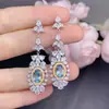 Aretes de Topacio Natural, Calidad de Cuerpo Completo, Color Súper Fuego, Tamaño de la Piedra Principal es de aproximadamente 5*7mm Plata 925 Incrustación de Precisión