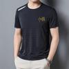 Camiseta Masculina de Manga Curta Verão Tendência Marca Seda de Gelo Fina Gola Redonda Solta Secagem Rápida Camiseta Verão Versátil Casual