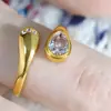 Anillo Minimalista Ins Europeo y Americano de Doble Circonita con Diseño de Pata de Gato, Anillo de Diseño de Nicho de Alta Gama