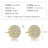 Aretes Redondos de Oro Real Chapado en Cobre Incrustados con Circonita Luz Deslumbrante Moda de Lujo Accesorios para Pendientes de Mujer Viajeros Venta Directa al Por Mayor