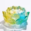 Base de lâmpada de manteiga para uso doméstico, castiçal de lótus de cristal colorido, lâmpada sempre acesa, lâmpada de oferenda, lâmpada budista, ornamento de lâmpada para salão budista