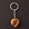 Llavero con colgante de corazón transfronterizo de 30*12 mm, corazón de cristal rosa de piedra natural, accesorio popular para DIY