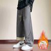 Pantalones rectos forrados de polar de la NASA para hombre Otoño e Invierno 2024 Cálidos Gruesos Sueltos Pierna Ancha Juventud Deportes Ocio