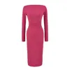 Ropa de mujer al por mayor estilo europeo y americano transfronterizo, nueva para principios de otoño, de un solo hombro, hombros descubiertos, ajustada, bodycon, vestido largo Rachel
