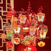Sala de estar Decoraciones colgantes de plantas verdes para el Festival de Primavera Año de la Oveja, árbol de la fortuna decoración de Año Nuevo bonsái pequeños adornos colgantes