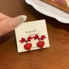 Pendientes Colgantes de Lazo de Amor Rojos y Marrones para Mujer Aguja de Plata Diseño Dulce y Exquisito Pendientes Retro Otoño e Invierno Venta al por Mayor