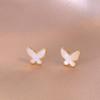 Pendientes de plata 925 para mujer, con diseño de aguja, estilo frío, con circonitas, mariposas y conchas.