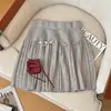 Falda de lana gris para mujer, otoño e invierno, de cintura alta, línea A, estilo ballet, plisada, estilo miu, minifalda deportiva