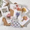 Cartão de Felicitações Criativo Retrô de Couro de Vaca com Plantas e Flores para Festivais e Aniversários de Crianças, Cartão Pequeno em Branco com Envelope