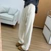 ¡Adelgazamiento Posición C! Pantalones Cimitarra de Lana para Mujer 2025 Otoño/Invierno Nuevo Costura Doble Slim Recto Pierna Ancha Pantalón Largo