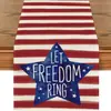 Nuevo camino de mesa de lino transfronterizo con estampado del Día de la Independencia para el hogar, comedor, sala de estar, mesa de comedor, decoración interior y exterior