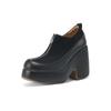 10.5cm Zapatos Planos Elegantes de Plataforma Impermeables de Tacón Ultra Alto Estilo Coreano de Moda Versátiles Suela Gruesa Tacón Grueso Mocasines con Cremallera Delantera