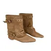 Botas de Pantalón de Tacón Grueso de Gamuza con Punta Aguda para Mujer 2026 Otoño/Invierno Nuevo Estilo Botas Vaqueras Occidentales Botas de Montar Botines con Hebilla de Cinturón