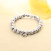 Amazon Venta Caliente Pulsera Turquesa Blanca de 8mm Elástica con Cuentas Acero Inoxidable Redonda Grabada Pulsera de la Amistad