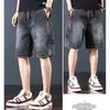 Shorts de Mezclilla Modernos Estilo Americano para Hombre, Verano Holgados, Talla Grande Pantalones de Cinco Puntos para Trabajo, Shorts Elegantes Rectos Ajustados