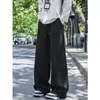 Pantalones deportivos casuales de retazos deconstruidos estilo americano para hombre, corte limpio, pantalones rectos holgados, pantalones anchos holgados relajados para otoño