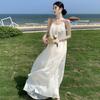 Vestido de Alça Fluido de Linho Bordado Tridimensional Crisântemo Fogos de Artifício Transfronteiriços Estilo Relaxado Fresco e Clássico para Mulheres Primavera/Verão 2026