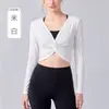 Cubierta de yoga de manga larga con escote en V pronunciado y diseño cruzado, nuevo producto de otoño e invierno, ropa exterior para ejercicio Pilates, ropa de fitness y yoga para mujer