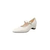 Zapatos Mary Jane de piel de oveja estilo minimalista con plataforma para aumentar altura, colección otoño 2026, tacón de cuña, tacón medio, punta cuadrada, piel genuina, zapatos de mujer con una sola tira