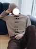 Suéter estilo retro americano, de abotoamento duplo, com forro de lã para homens e mulheres, nova coleção outono/inverno, elegante e descontraído, cardigã de tricô com gola redonda