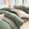 Juego de Ropa de Cama Minimalista de Algodón Aloe Color Sólido Cuatro Piezas Tejido de Alto Gramaje Apto para la Piel Suave Lavable Para Habitación de Niño Ropa de Cama para el Hogar
